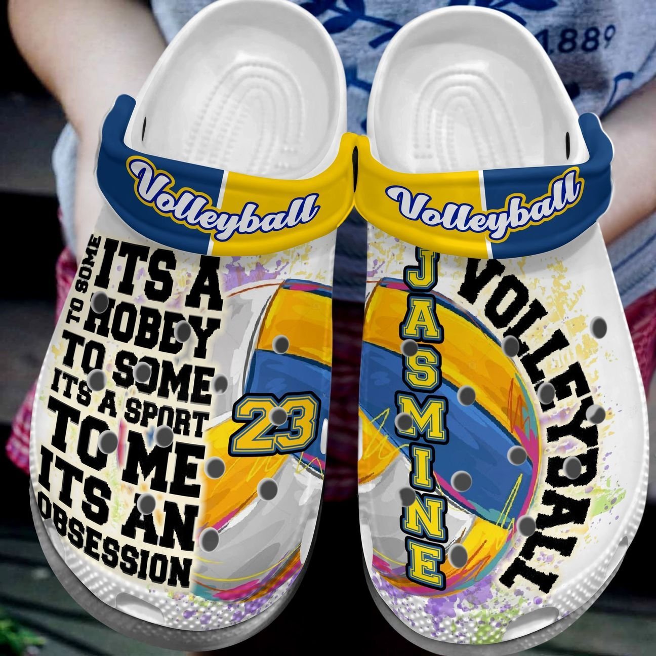 Volleyball Personalized Clog, Custom Name, Text, Color, Number Fashion Style For Women, Men, Kid, Print 3D Volleyball Obsession