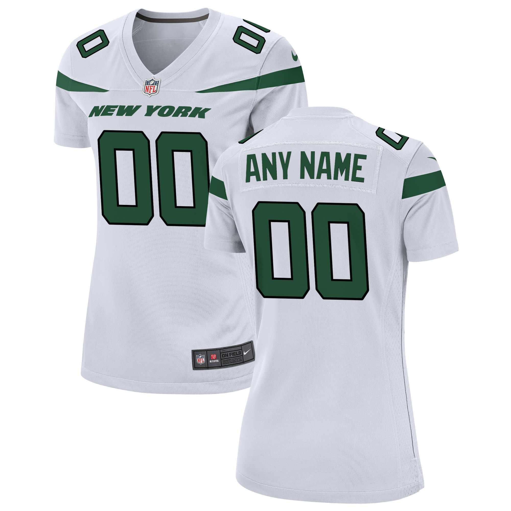 Women’s White New York Jets Custom Game Jersey