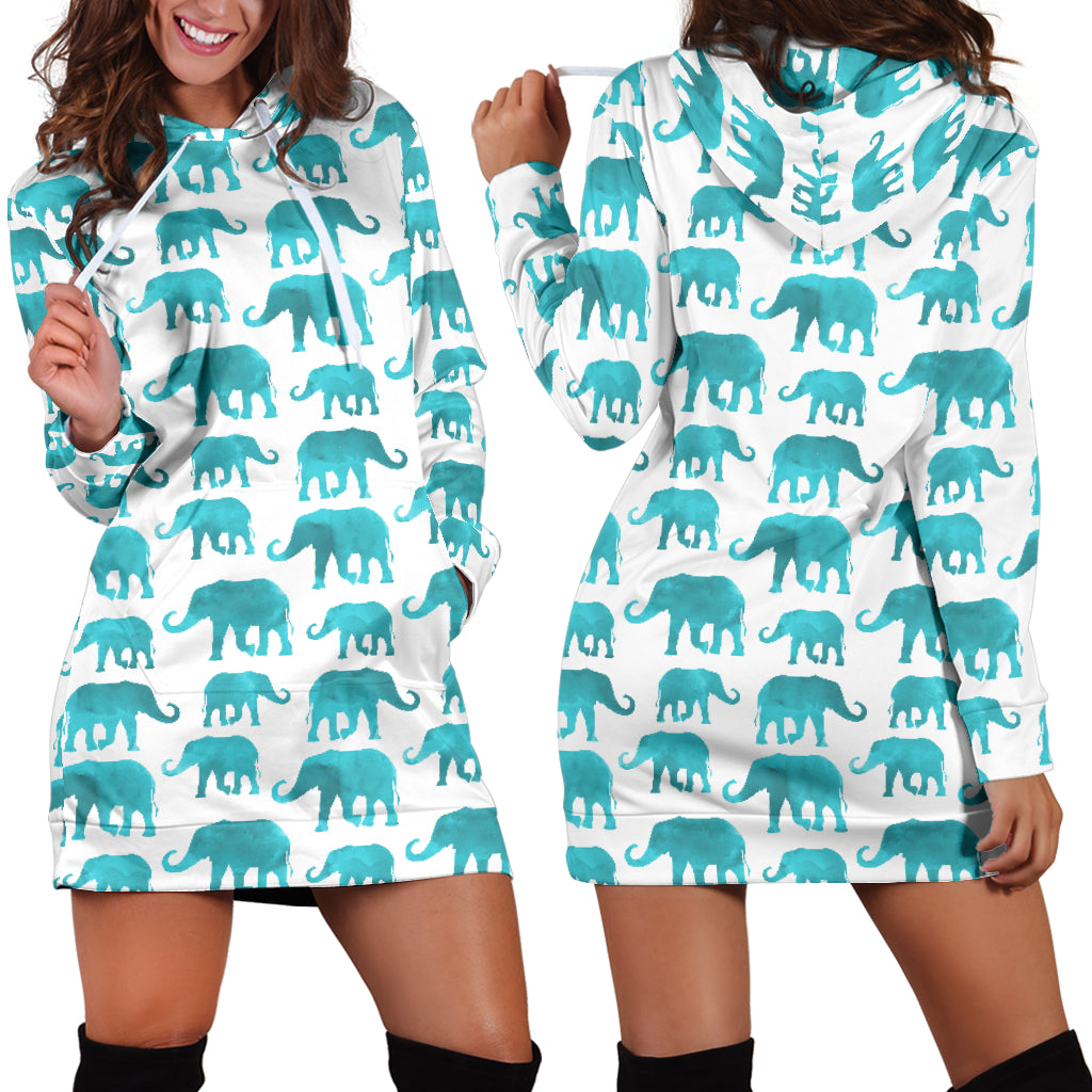 Elephant Watercolor Hoodie Dress