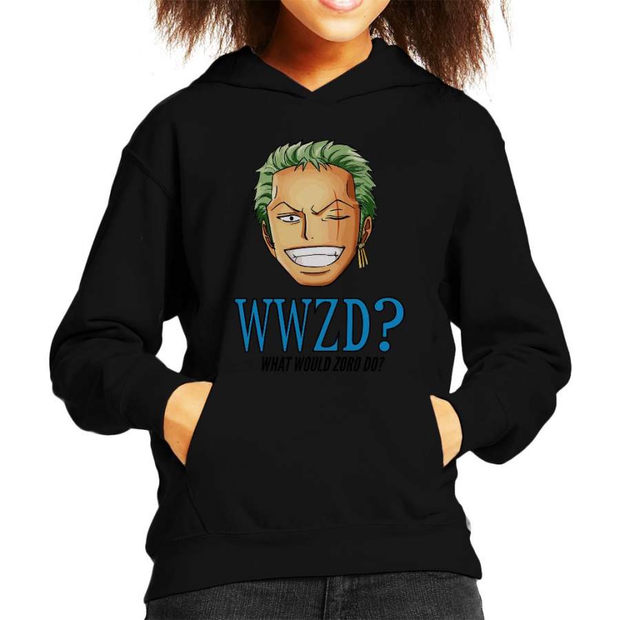 WWZD What Would Roronoa Zoro Do One Piece Kid’s Hooded Sweatshirt