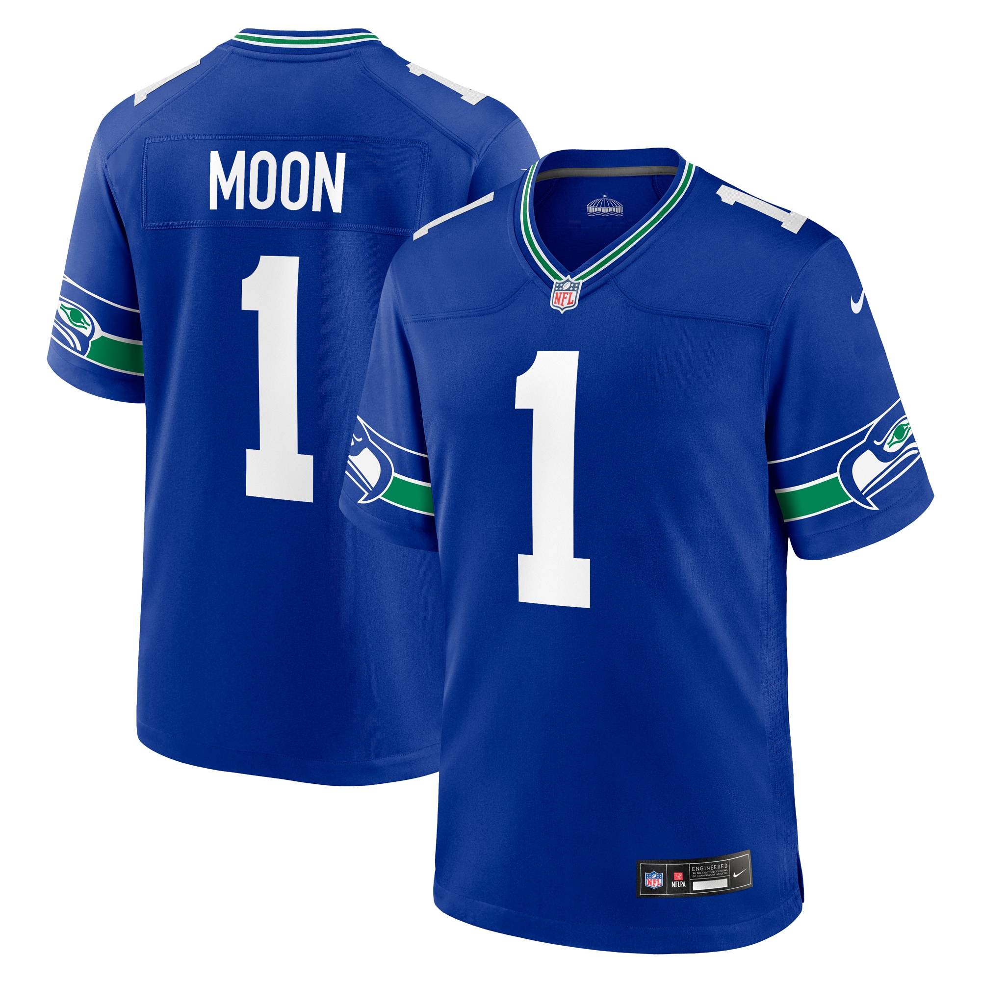 Warren Moon Seattle Seahawks Throwback Retired Player Game Jersey – Royal