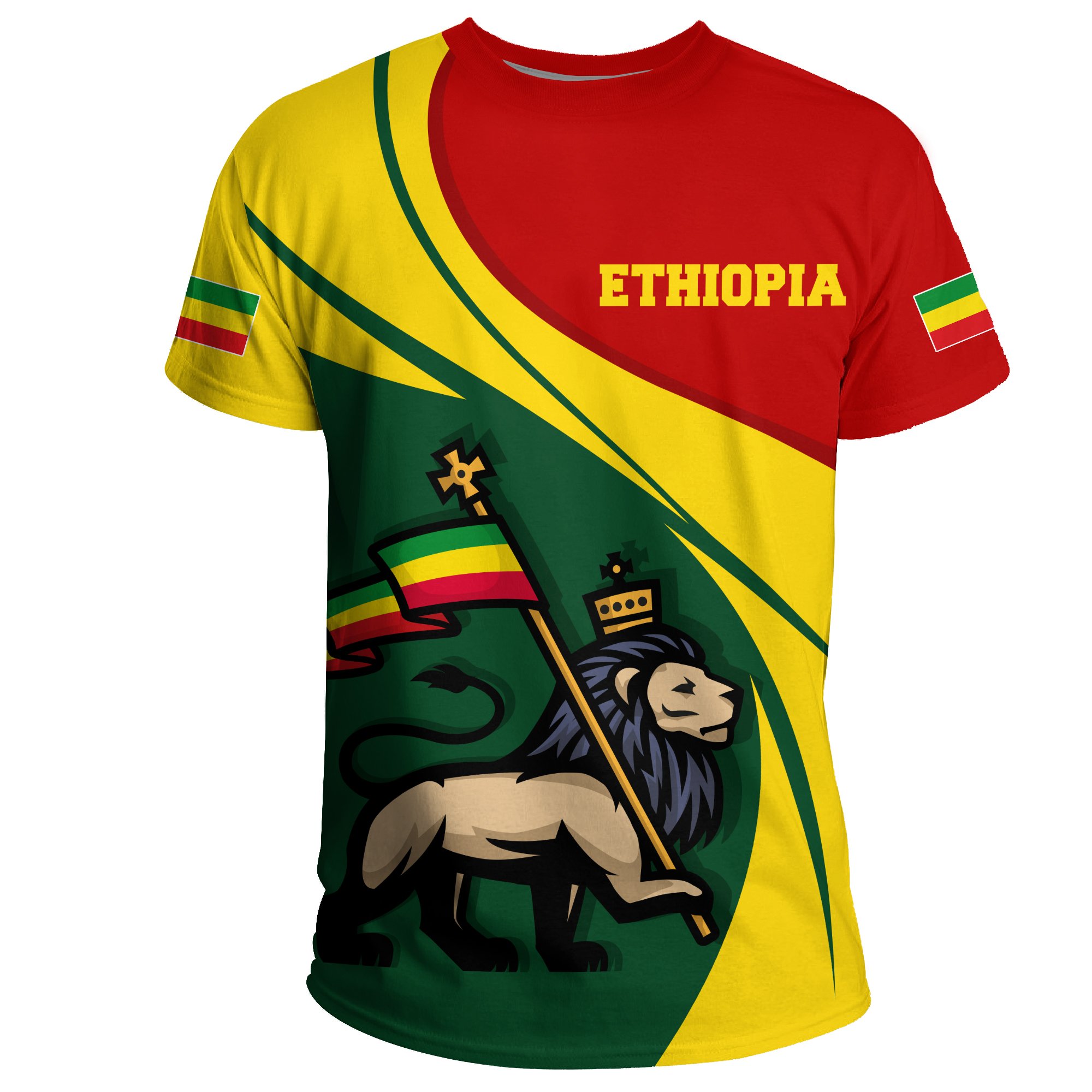 1stTheWorld Ethiopia T-shirt, Ethiopia Flag Lion Rastafari A10