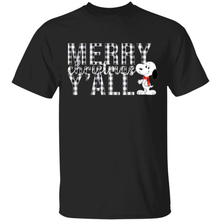 Lucy'S Style - Snoopy Merry Christmas Y'All - Best Gift For Who Loves Snoopy, Christmas Gift, Cute Snoopy For Christmas Black T-Shirt Bespoketshirt Collections