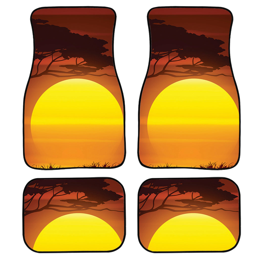 African Savanna Sunset Print Front And Back Car Floor Mats, Front Car Mat