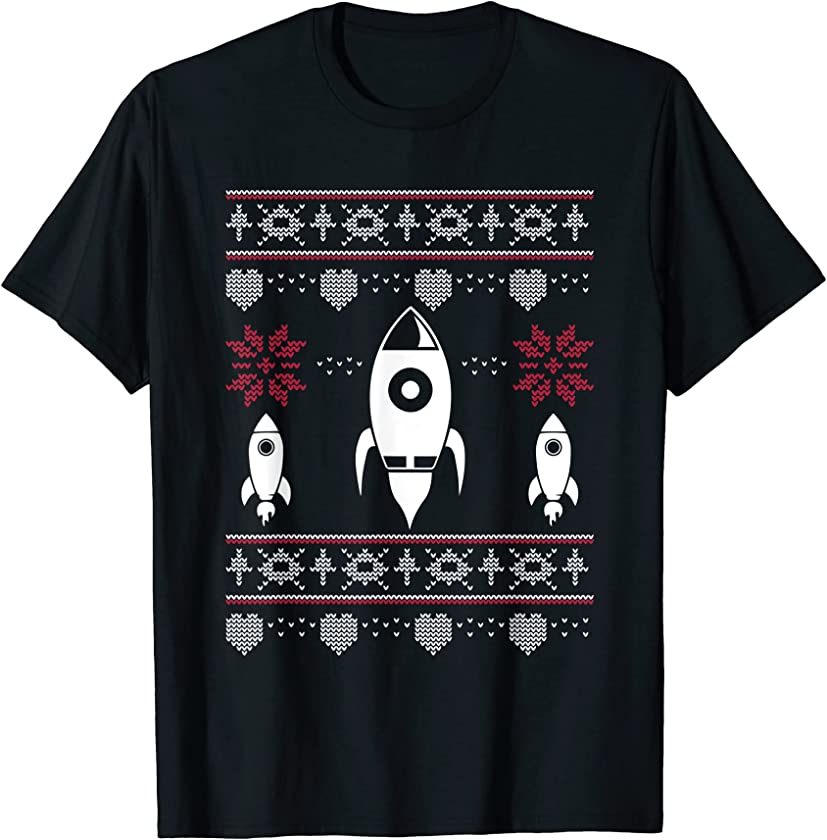 Ugly Christmas Space Shuttle Santa Claus New Year Rocketship T-Shirt