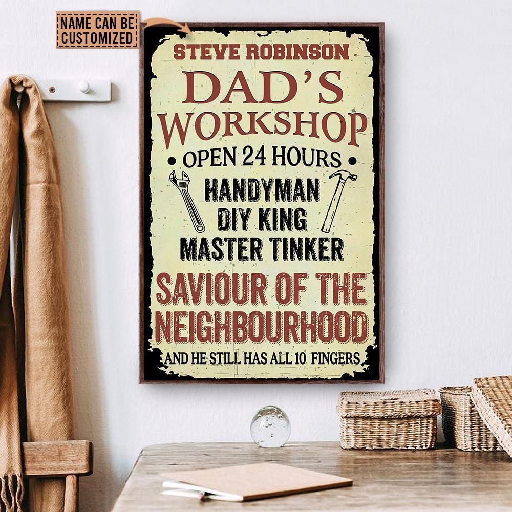 Aeticon Gifts Personalized Handyman Workshop All Fingers Canvas Mom Dad Gift Home Decor