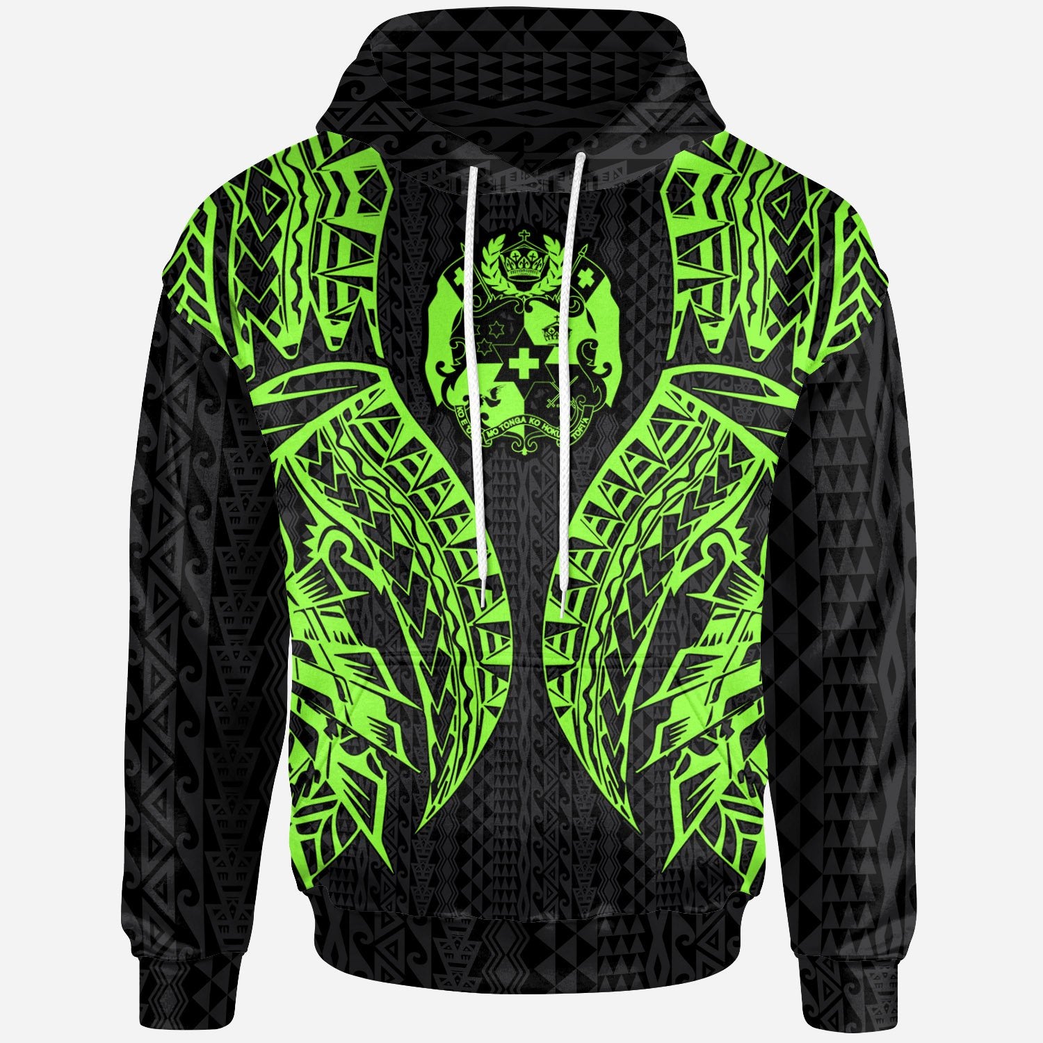 Tonga Hoodie – Polynesian Lion Head Green Style