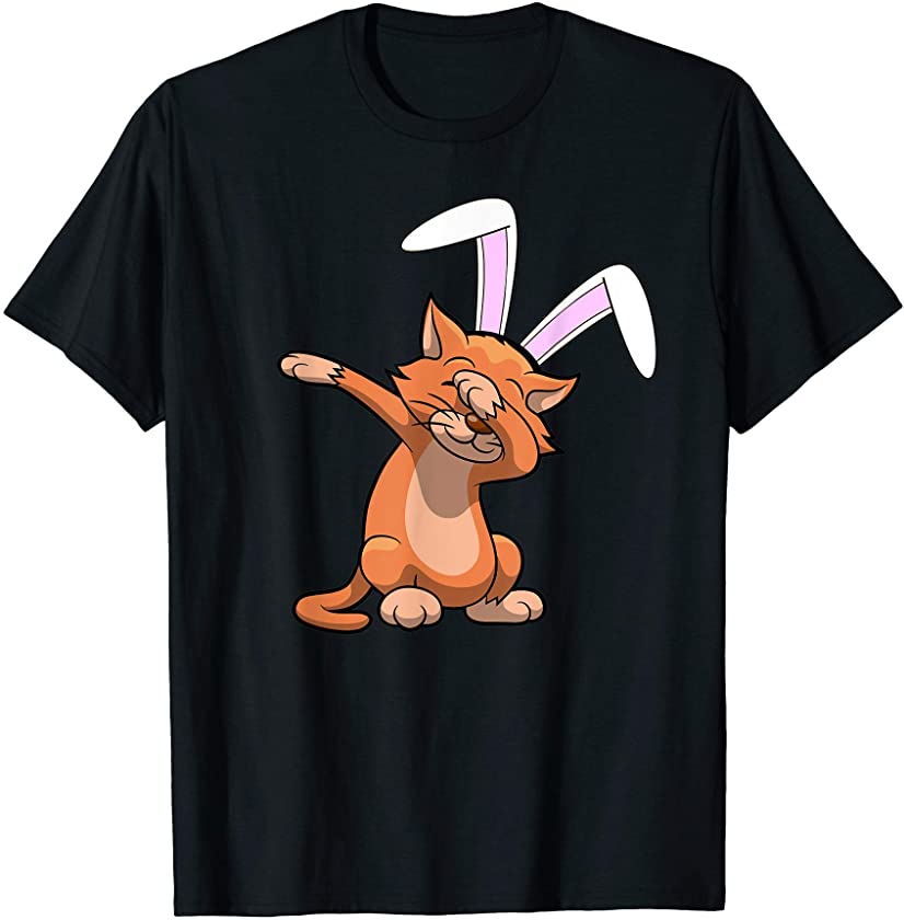 Dabbing Easter Bunny Ears Shirt Cat Dab Kids Boys Girls Gift T-Shirt