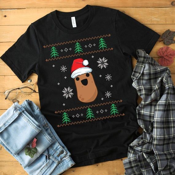 Ugly Christmas Potato Shirt Santa Tshirt Potato Gift Potatoes Bff Shirts Adult Christmas Christmas Tee Rude Christmas Couch Potato Funny