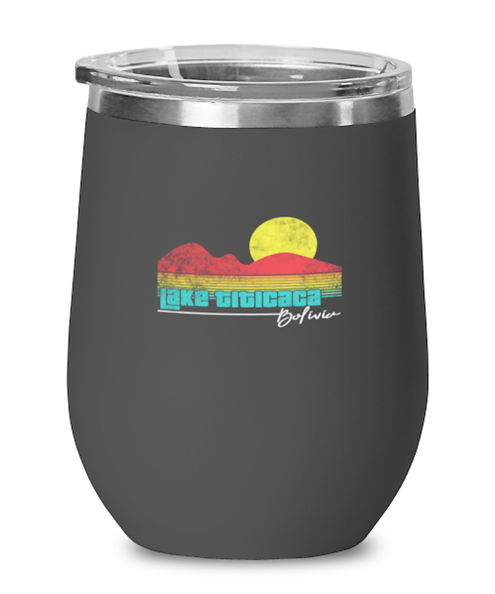 Wine Tumbler Stainless Steel Insulated  Funny Lake Titicaca Bolivia Travel Vacation