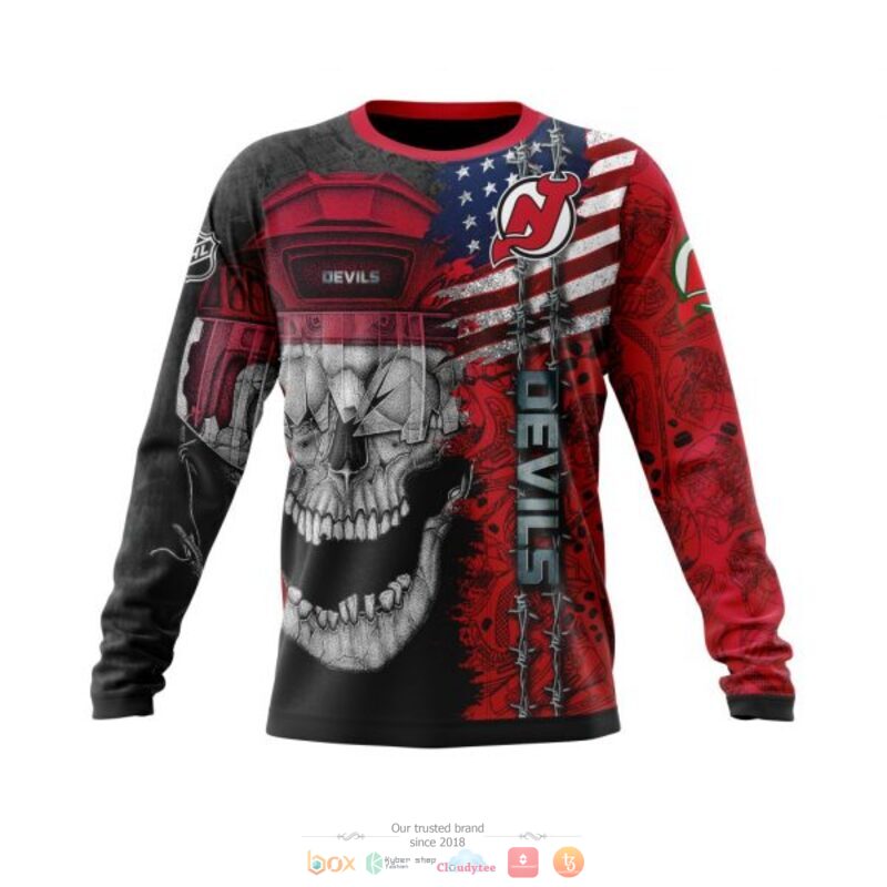 New Jersey Devils American Flag Skull Gift For Fan Ugly Wool Sweater Christmas