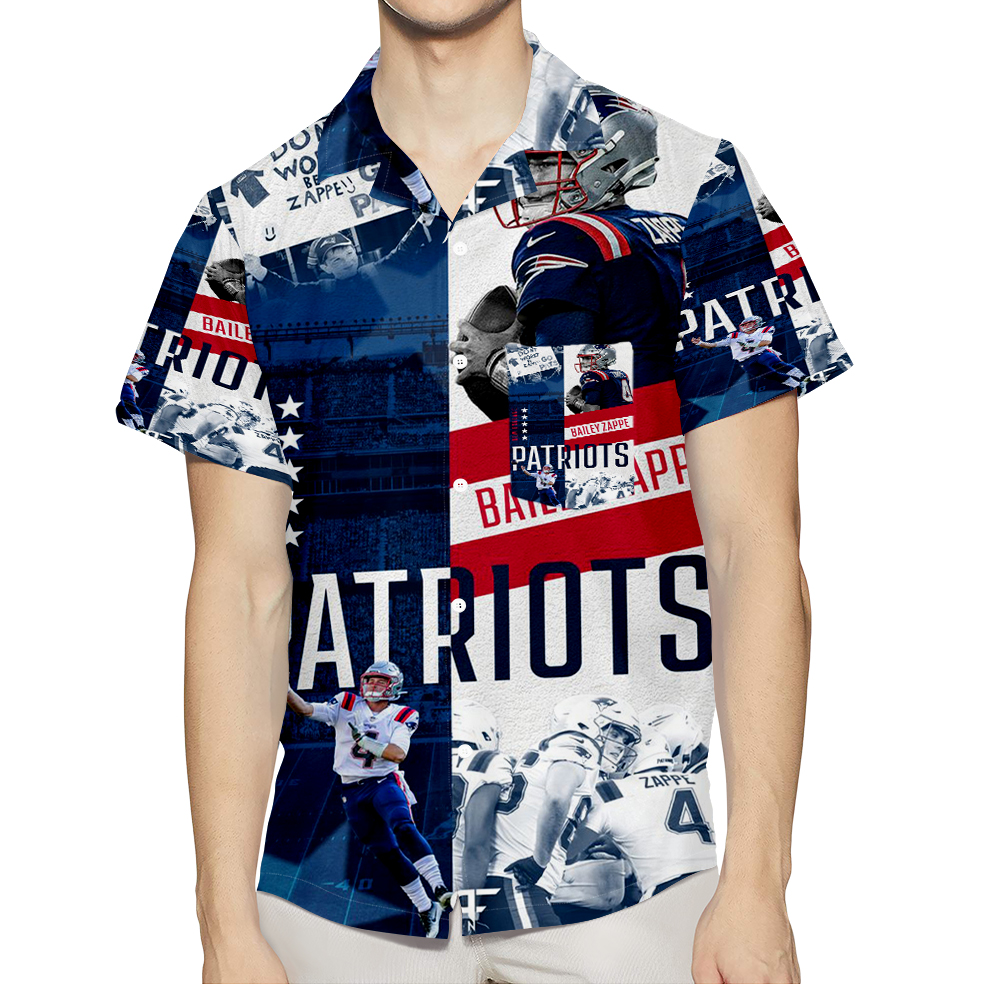 New England Patriots Bailey Zappe1 3D All Over Print Summer Beach Hawaiian Shirt With Pocket