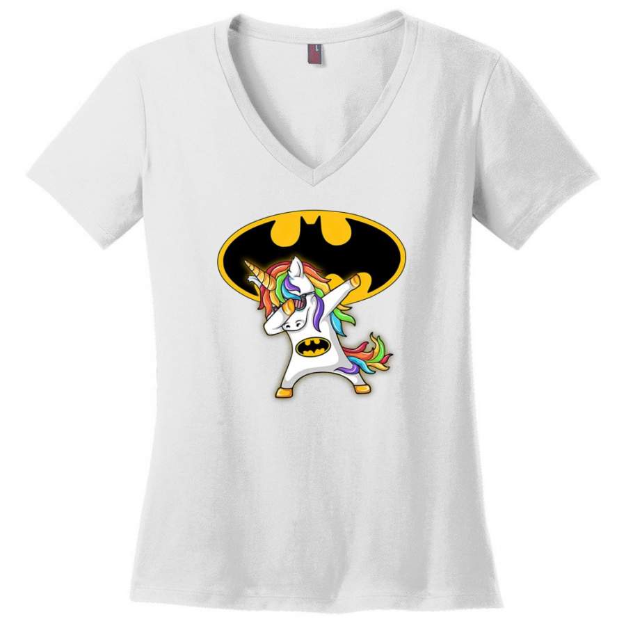 Unicorn Batman Dabbing – Ladies V-Neck