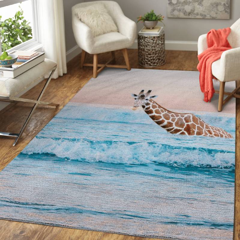 Giraffe in the Ocean – Animals Area Rug Carpet