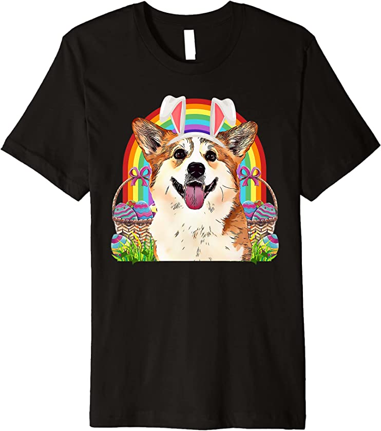 Corgi Dog Easter Bunny Egg Hunt Premium T-Shirt