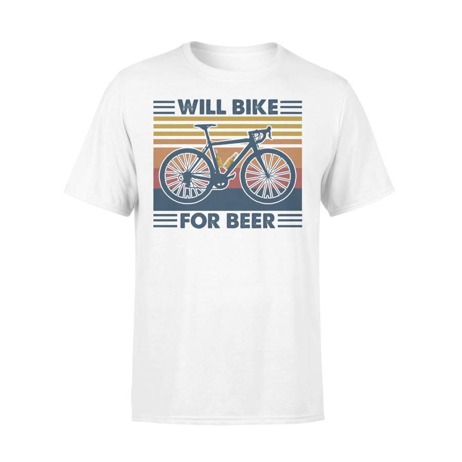 Bicycle Will Bike For Beer Vintage Retro T-shirt