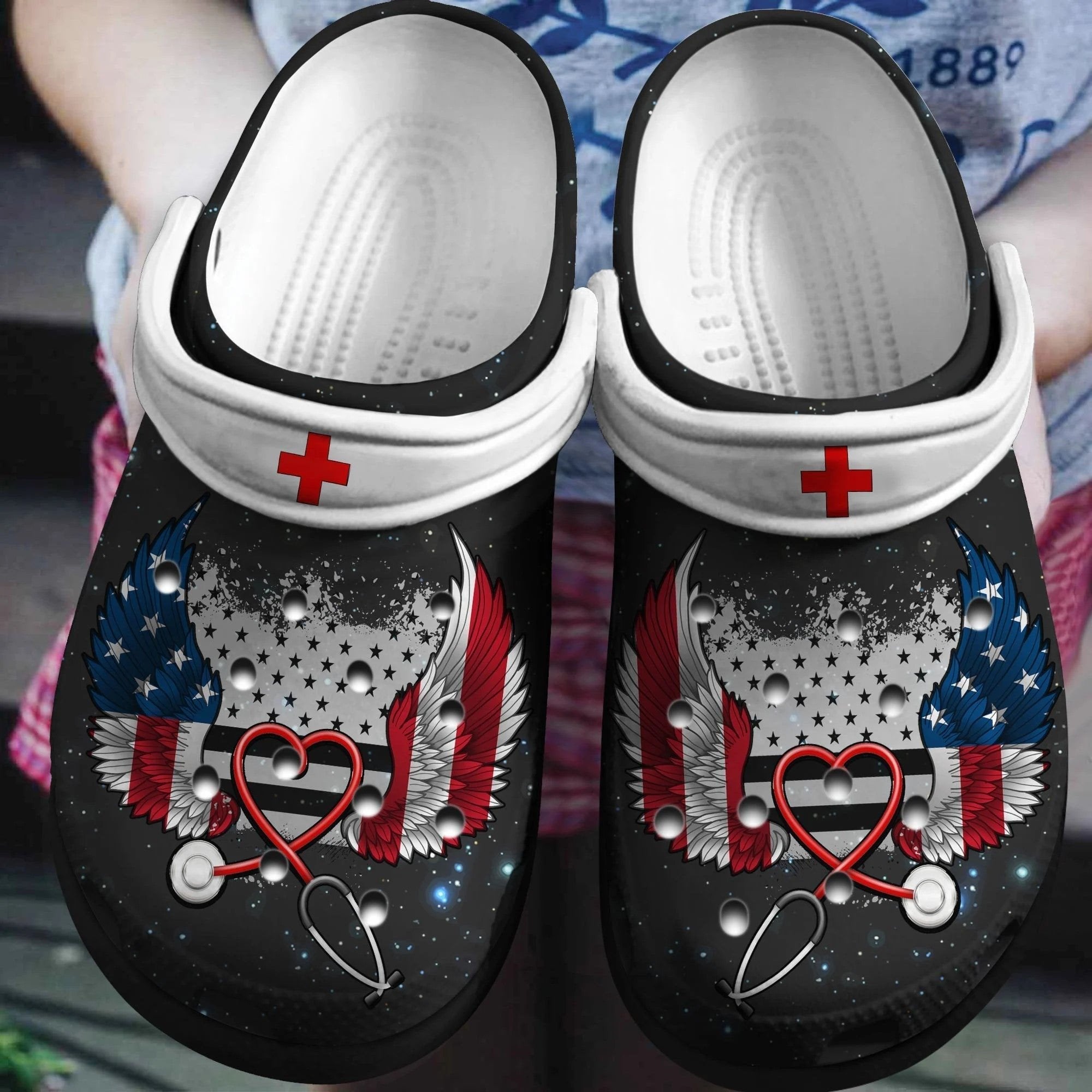 American Nurse Wings Shoes Crocs Clog Independence Gift For Female Male – Gigo Smart