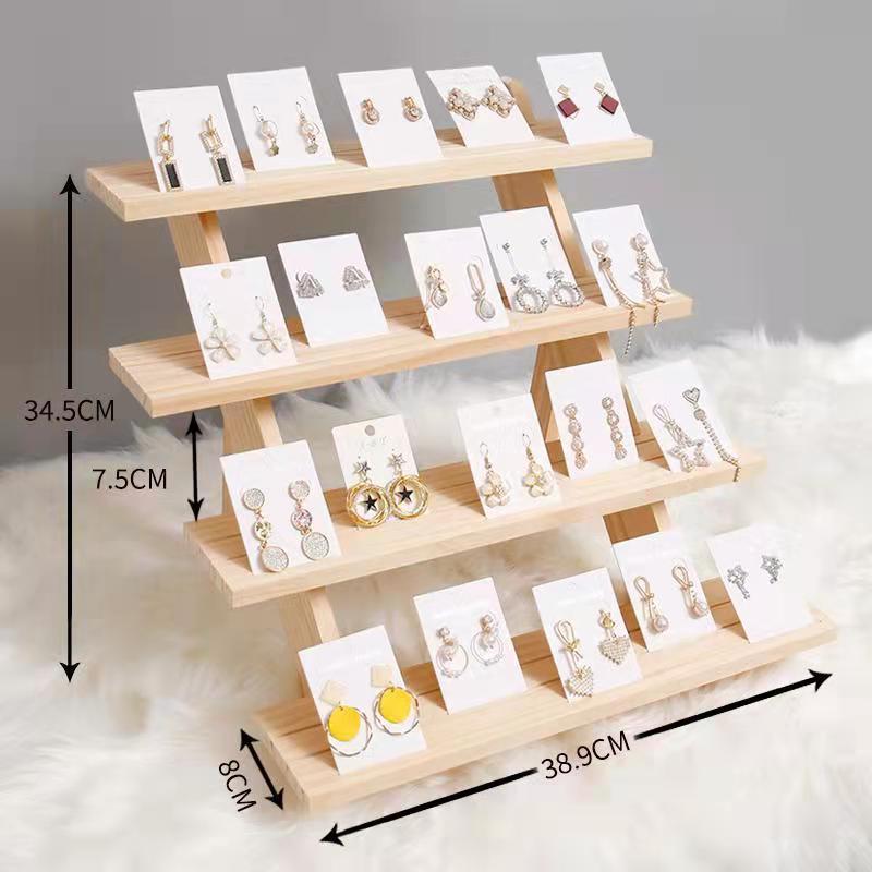 Boho Natural Wood Jewelry Organizer Earrings Ring DIY Jewelry Display Stand Storage Holder Box Wooden Base Store Decor Gifts alx