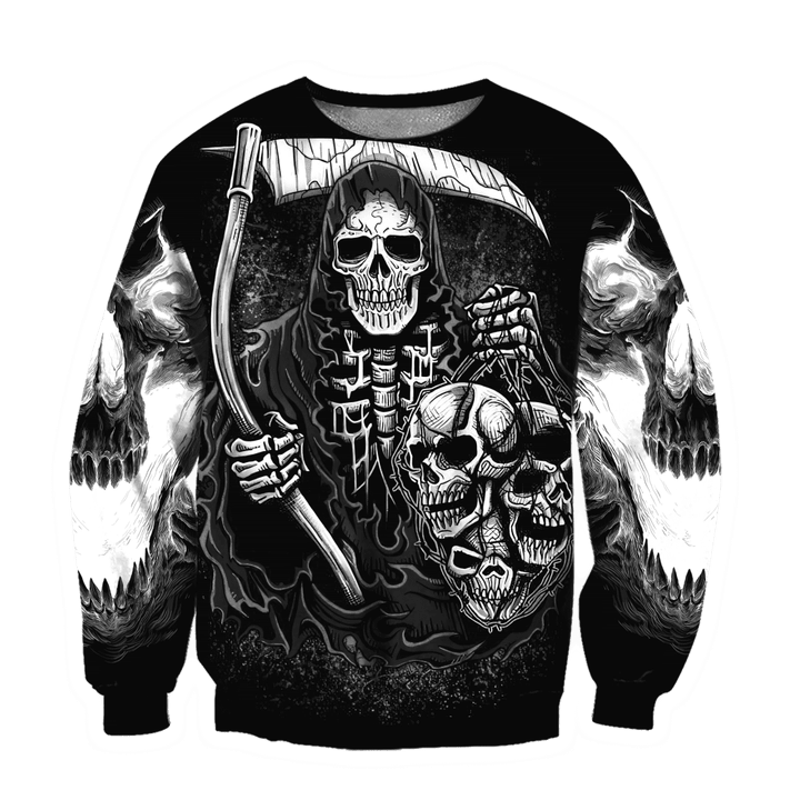 Skull Halloween Crewneck Sweatshirt All Over Print Sweatshirt For Women Sweatshirt For Men Sws1049