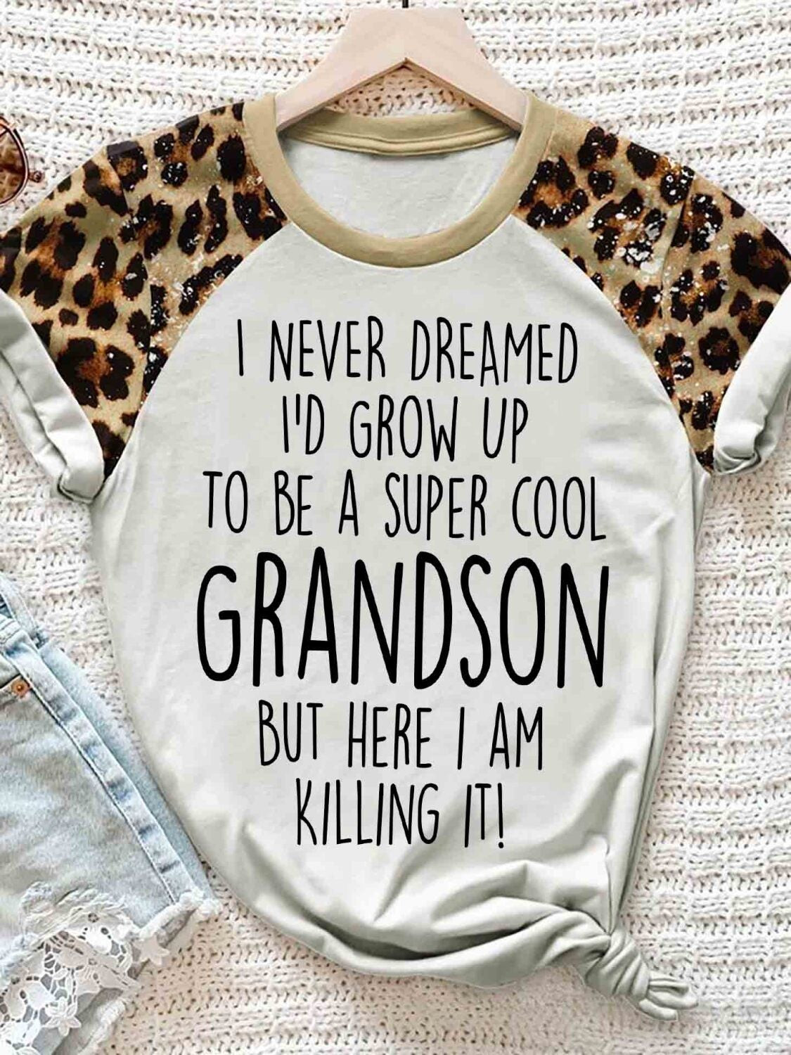 Never Dreamed Grow Up To Be A Super Cool Grandson Leopard 3D Hoodie Tshirt Gift For Grandpa Grandma