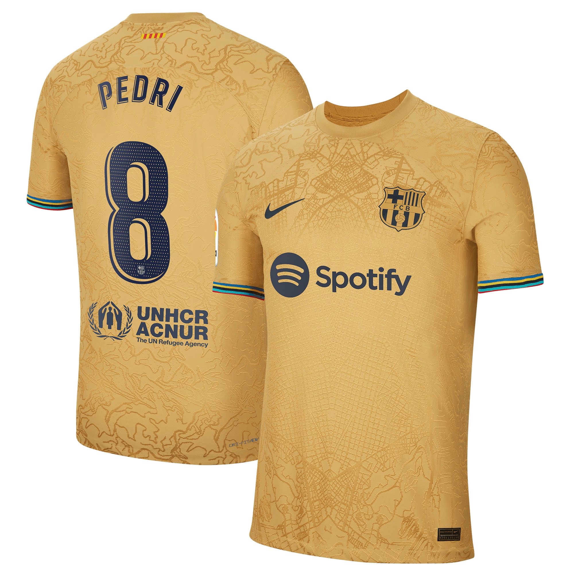 Pedri Barcelona 2022/23 Away Authentic Player Jersey – Gold