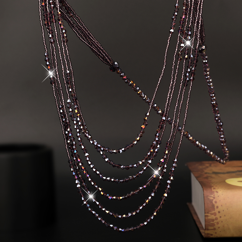 Crystal Beads Long Layers Sweater Chain for Women Graceful Joker Strand Necklaces 2021 Summer New Lady Neck Jewelry Accessories alx