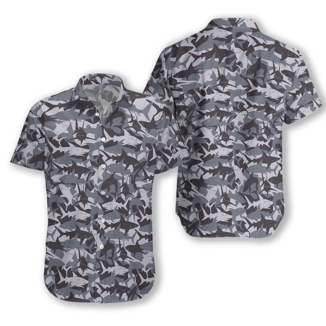 Beach Shirt Felacia [Hawaii Shirt] Shark Camouflage -Zh5171