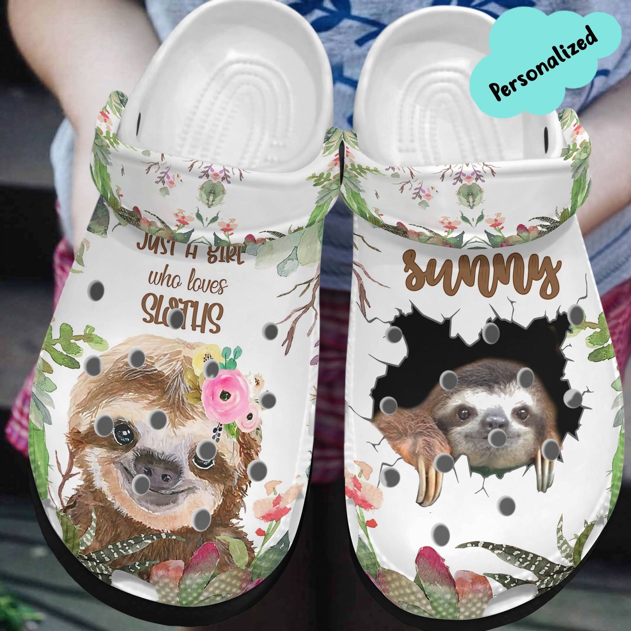 Sloth Personalized Clog, Custom Name, Text, Color, Number Fashion Style For Women, Men, Kid, Print 3D Sloth Cr