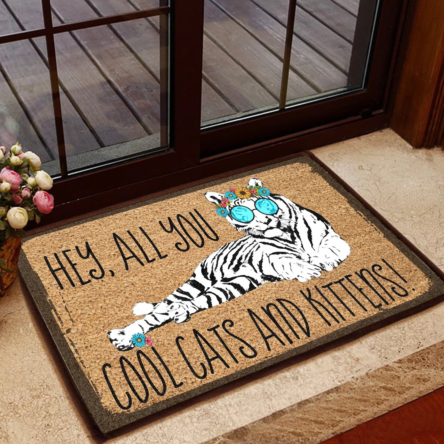 Hey All You Cool Cat Kittens Coir Pattern All Over Printing Doormat Pre2182