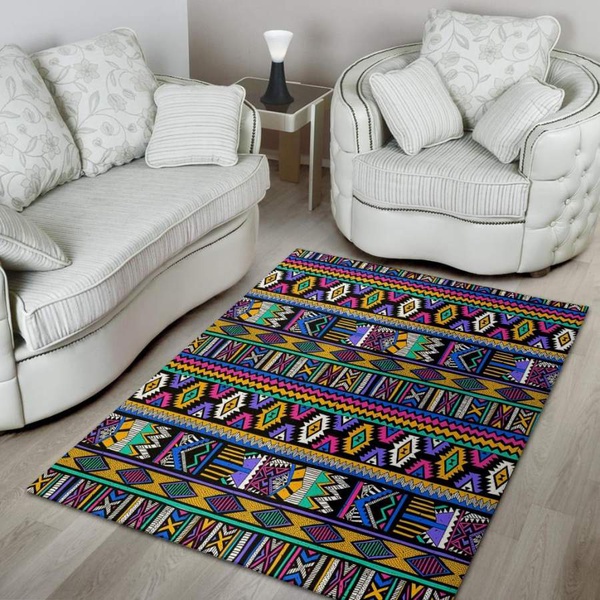 Multicolor Native Aztec Doodle Element Area Rug