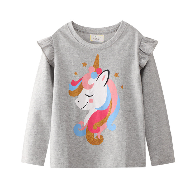 New Arrival Girls T Shirts Rabbits Applique Children’s Cotton Clothes Fashion Long Sleeve Kids Tees Tops alx