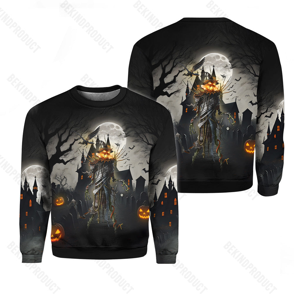 Skellington Halloween Pumpkin Crewneck Sweatshirt All Over Print Sweatshirt For Women Sweatshirt For Men