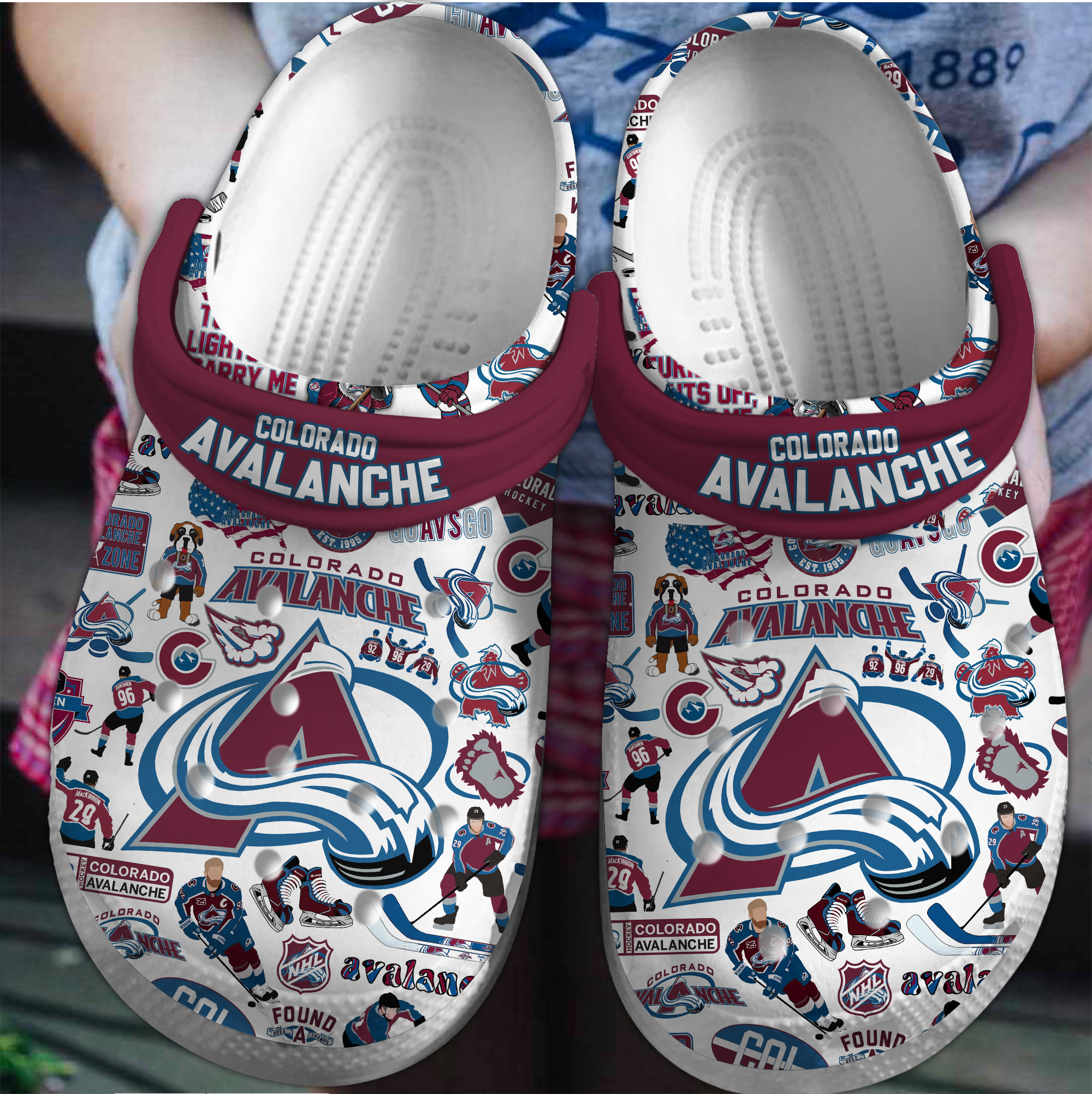 Colorado Avalanche NHL Sport Crocs Crocband Clogs Shoes Comfortable For Men Women and Kids