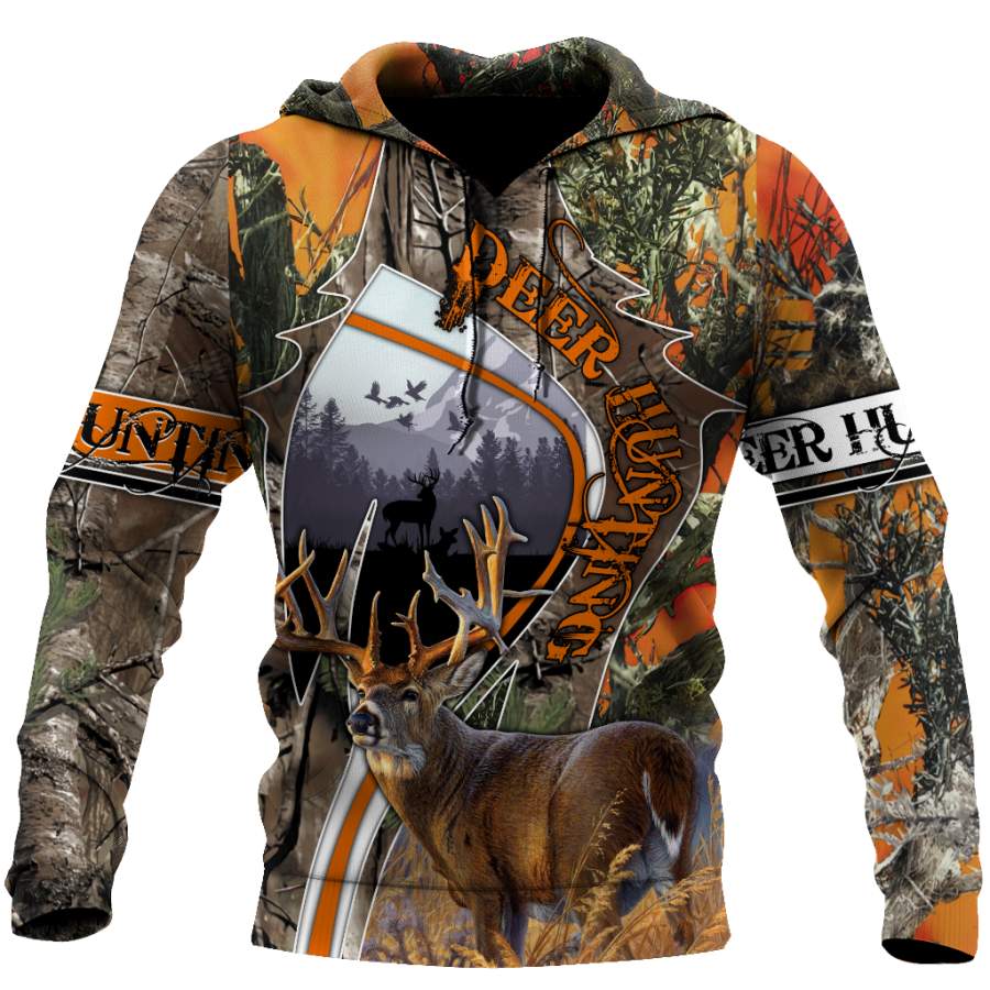 3D All Over Print Camo Deer Hunter Hoodie DD08102001