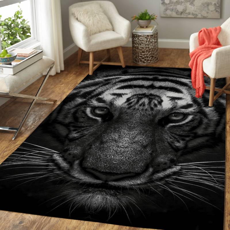 tiger face black and white – Animals Wallpapers Area Rug Carpet