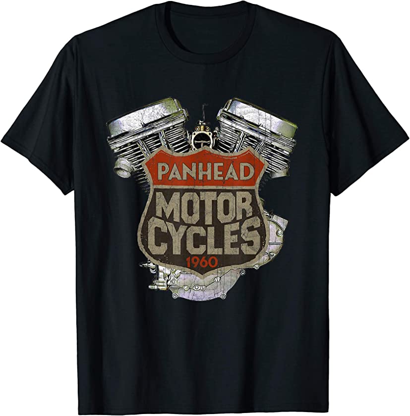 1960 Panhead Motorcycle Vintage Distressed Biker Chopper Rat T-Shirt