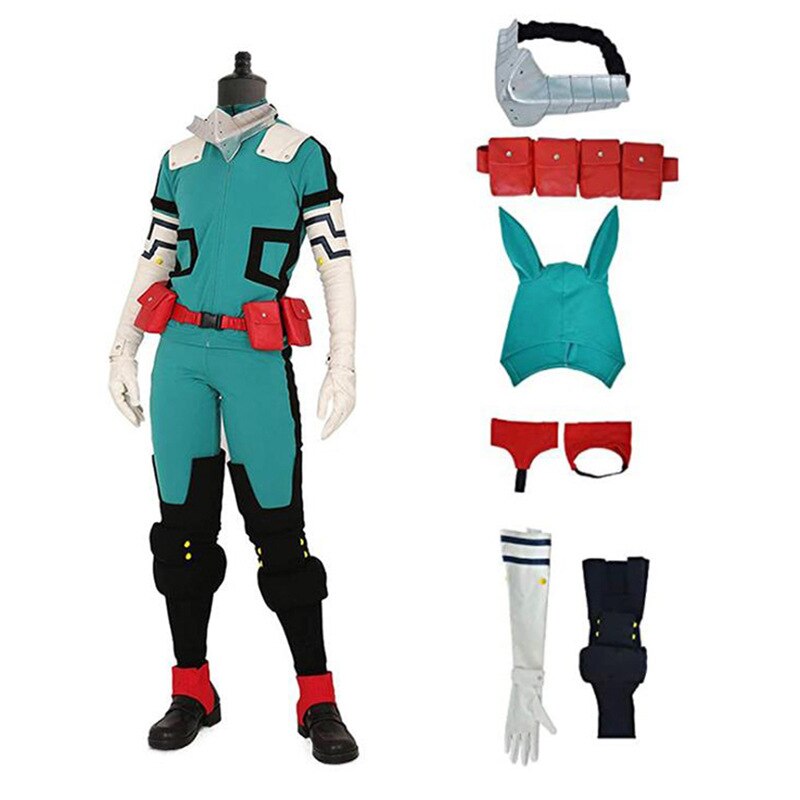 Anime My Hero Academia Cosplay Midoriya Izuku Deku Battle Cosplay Costume Unisex Costume Set Halloween Wig Hair alx