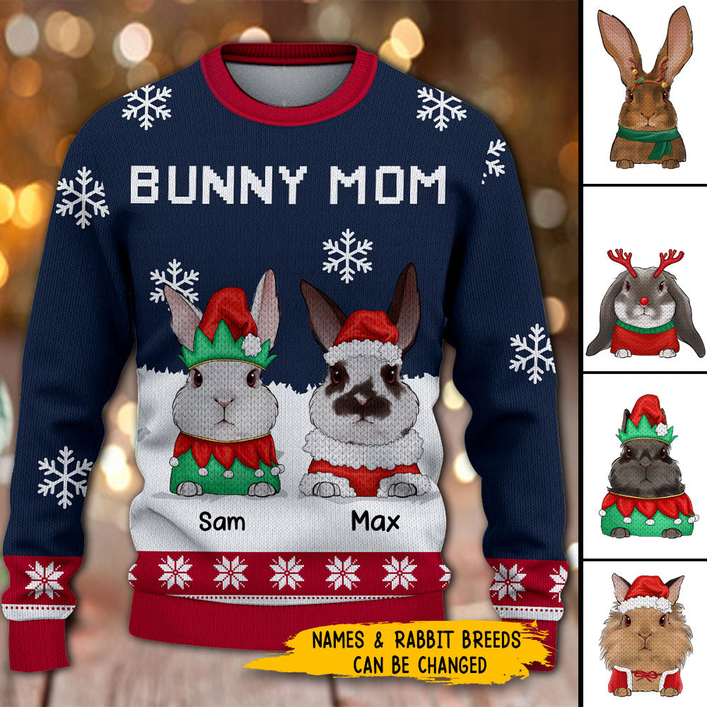 89Customized Rabbit Mom/ Dad Personalized Ugly Sweater