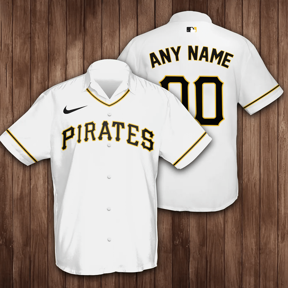 Personalized Name And Number Pittsburgh Pirates All Over Print 3D Hawaiian Shirt – White