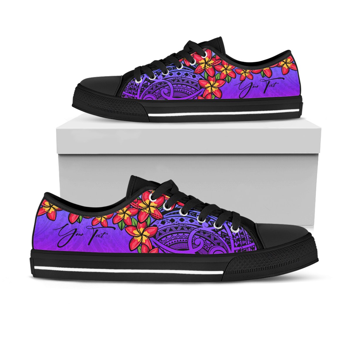 (Custom) Polynesian Plumeria �Purple Low Top Shoes Personal Signature A24