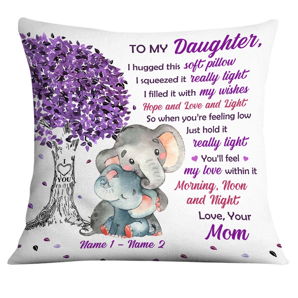 Personalized Mom Grandma Daughter Granddaughter Son Grandson Elephant Pillow Jr61 81O32