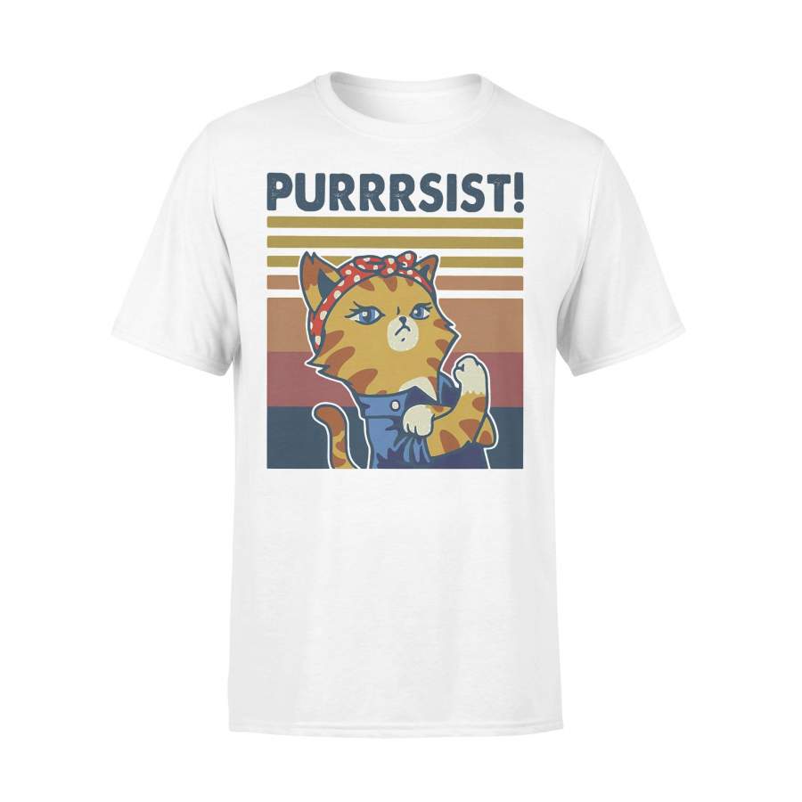Cat Purrrsist Resist Vintage Retro T-shirt