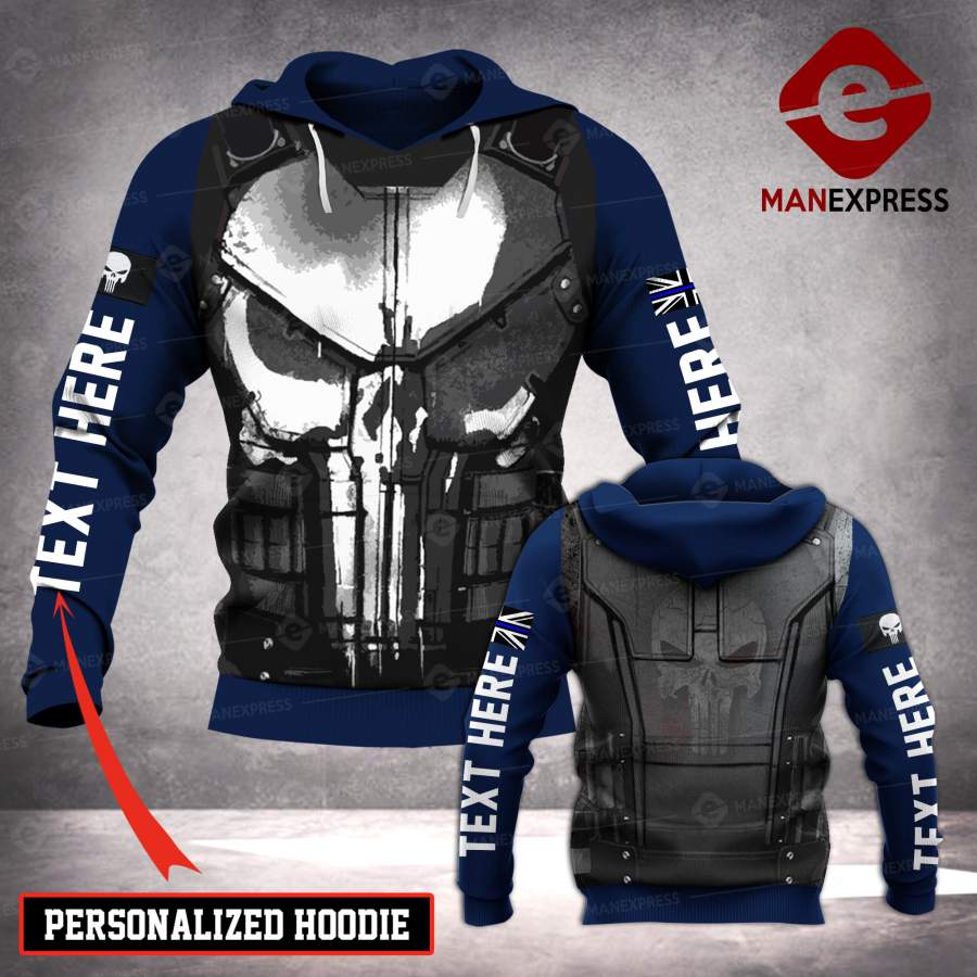 TTA UK BLue Line Armor 3d Printed HOODIE CUSTOMIZE