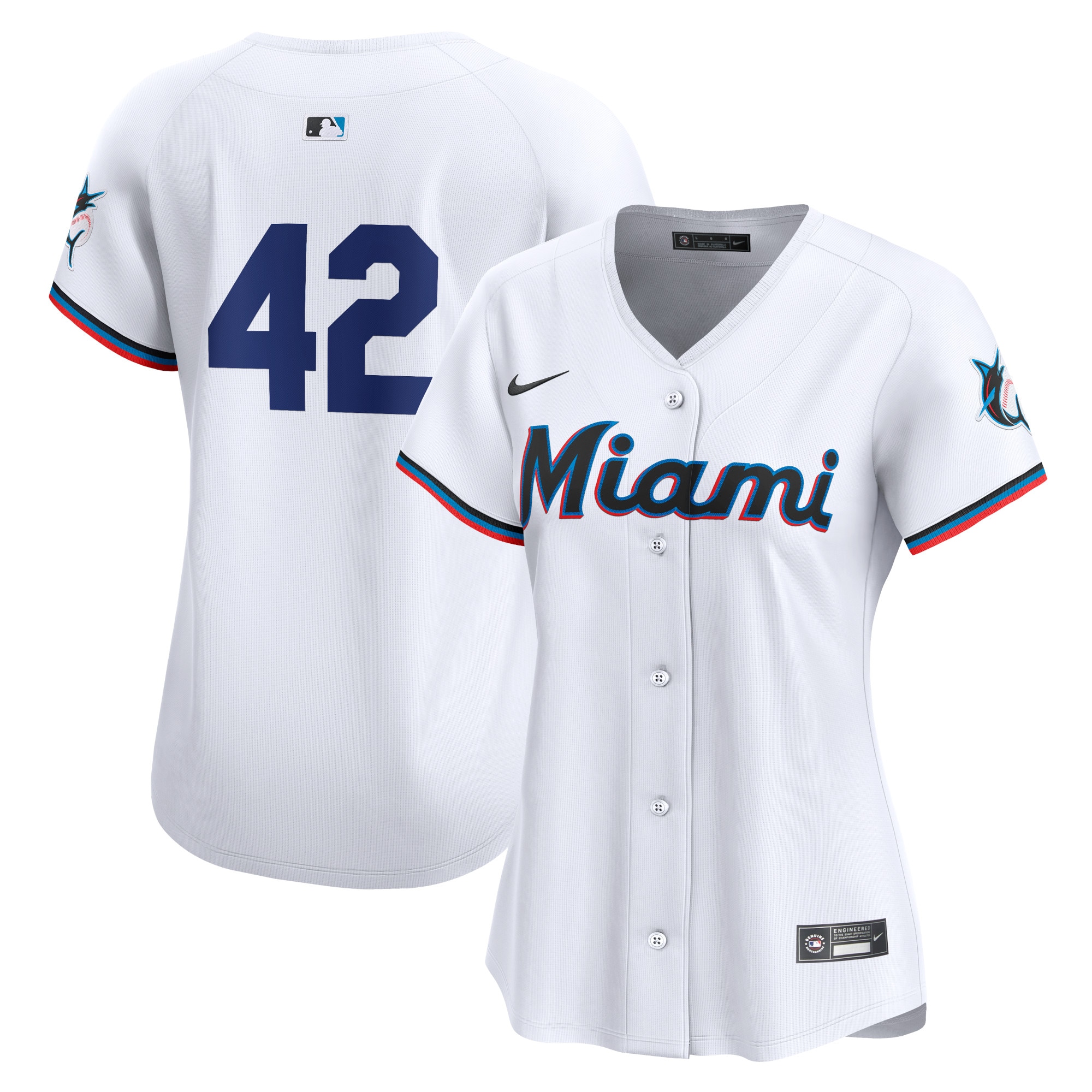 Miami Marlins Women's 2024 Jackie Robinson Day Home Limited Jersey  White