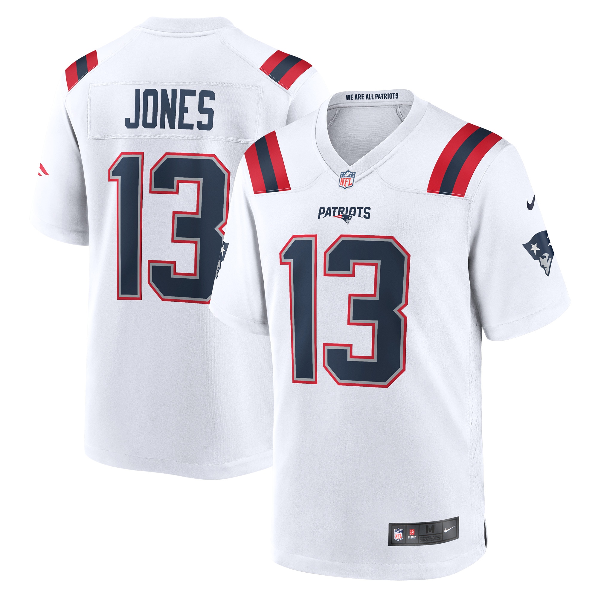 Men’s New England Patriots Jack Jones White Game Player Jersey