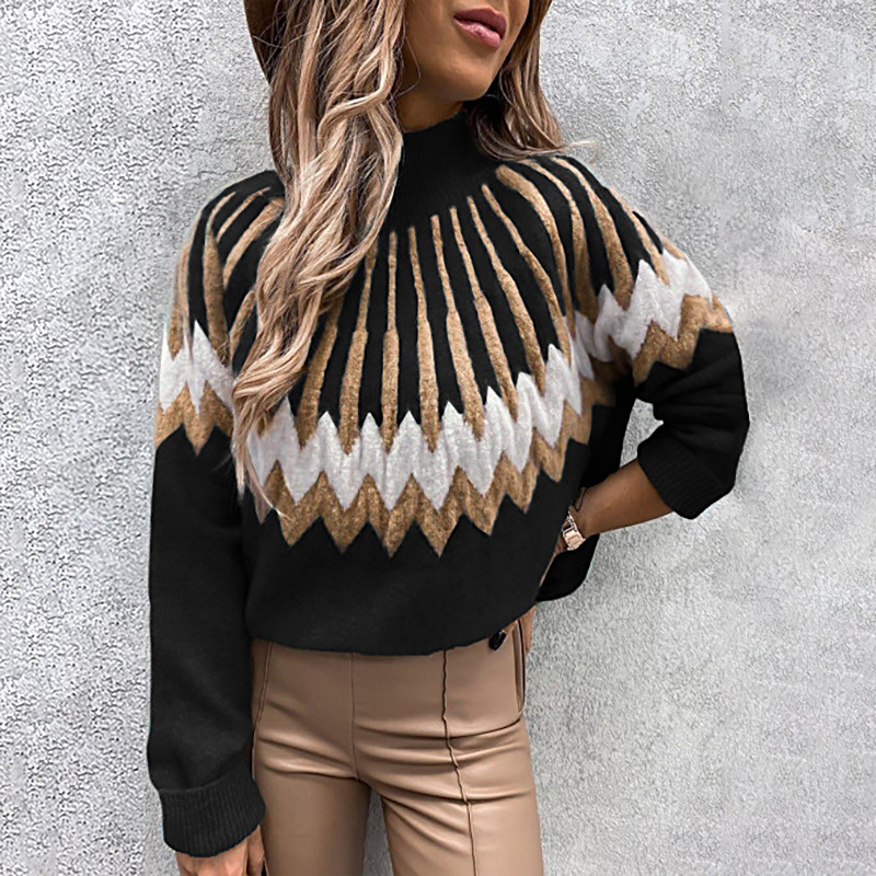 Thick Warm Women Turtleneck Sweaters Winter Printed Long Sleeve Loose Pullovers Female Casual Knitted Tops Jumpers Knitwear alx