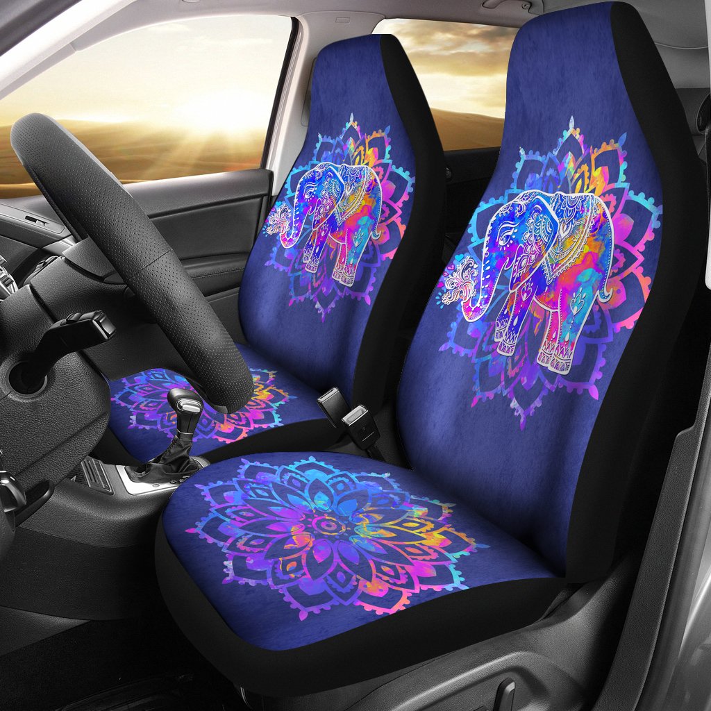 Blue Elephant Mandala Car Seat Cover