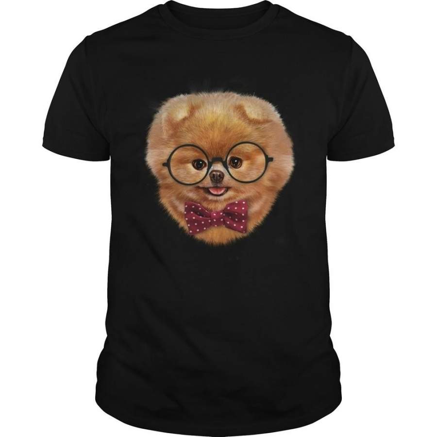 Pomeranian Puppy in Round Eyeglass Dog Cool Mens T-Shirt