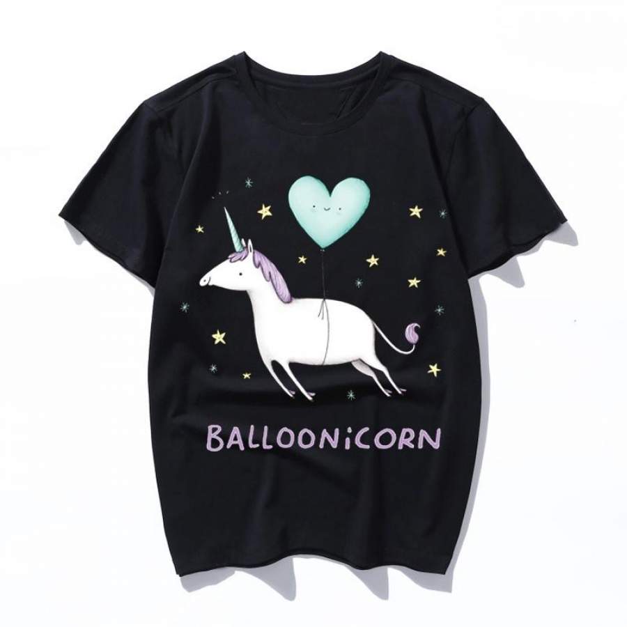 balloonicorn Women Summer Camiseta Mujer Kawaii Aesthetic Ulzzang Print Tops Harajuku Men T Shirt Casual Vogue Streetwear