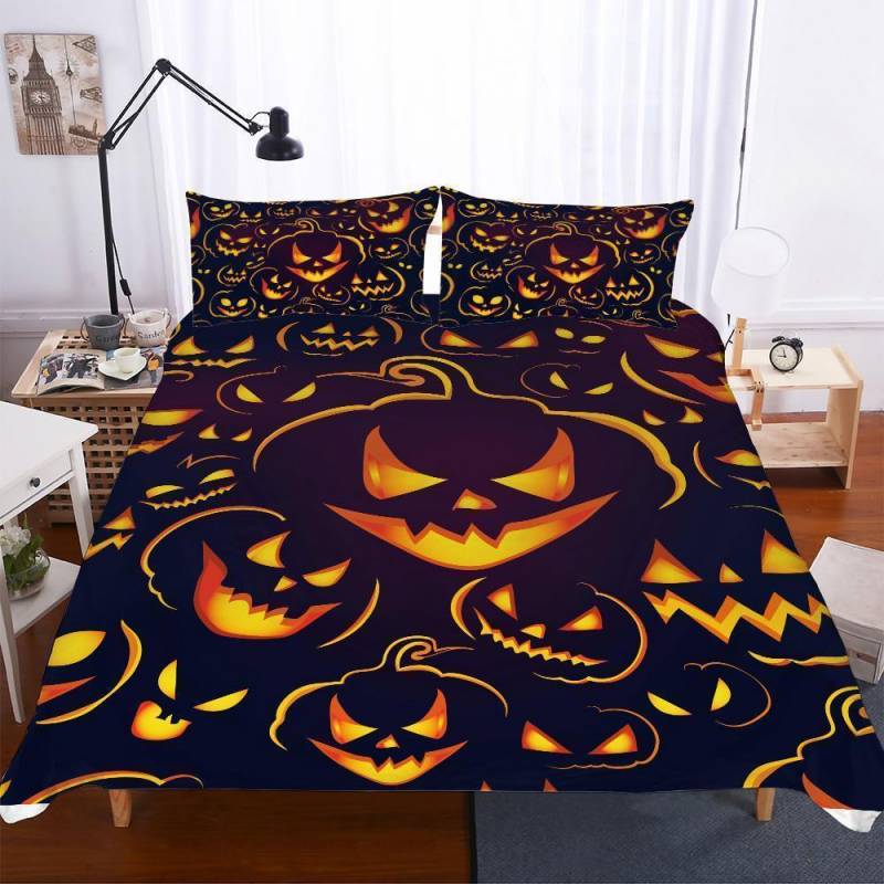 3D Halloween Pumpkin Light Ghost Pattern Print 3 PieceMultipleizeelection 3D Customize Bedding Set Duvet Cover SetBedroom Set Bedlinen